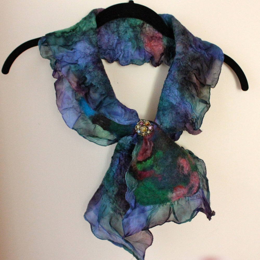 Nuno Felted Scarf: Handmade, Merino Wool and Silk